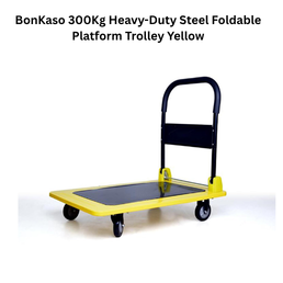 BonKaso 300Kg Heavy-Duty Steel Foldable Platform Trolley Yellow