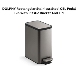 Dolphy Rectangular Stainless Steel 05L Pedal Bin With Plastic Bucket And Lid
