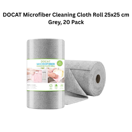 DOCAT Microfiber Cleaning Cloth Roll 25x25 cm Grey, 20 Pack
