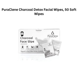 PuraClene Charcoal Detox Facial Wipes, 50 Soft Wipes