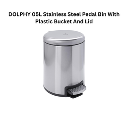 Dolphy 05L Stainless Steel Pedal Bin With Plastic Bucket And Lid