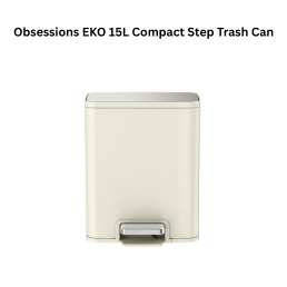 Obsessions EKO 15L Compact Step Trash Can Vanilla Rectangular Pedal Bin with Lid
