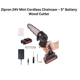 Zipron 24V Mini Cordless Chainsaw – 5" Battery Wood Cutter