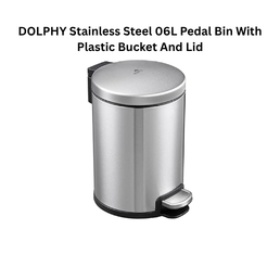 Dolphy Stainless Steel 06L Pedal Bin With Plastic Bucket And Lid