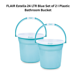 FLAIR Estella 24 LTR Blue Set of 2 I Plastic Bathroom Bucket