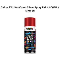 Cellux 2X Ultra Cover Silver Spray Paint 400ML - Maroon