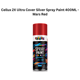 Cellux 2X Ultra Cover Silver Spray Paint 400ML - Mars Red