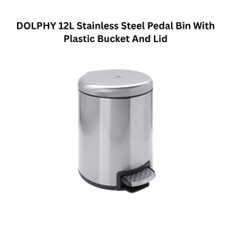 Dolphy 12L Stainless Steel Pedal Bin With Plastic Bucket And Lid