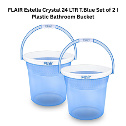 FLAIR Estella Crystal 24 LTR T.Blue Set of 2 I Plastic Bathroom Bucket