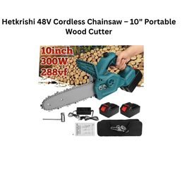 Hetkrishi 48V Cordless Chainsaw – 10" Portable Wood Cutter
