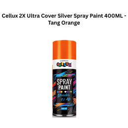 Cellux 2X Ultra Cover Silver Spray Paint 400ML - Tang Orange
