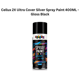 Cellux 2X Ultra Cover Silver Spray Paint 400ML - Gloss Black