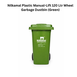 Nilkamal Plastic Manual-Lift 120 Ltr Wheel Garbage Dustbin (Green)