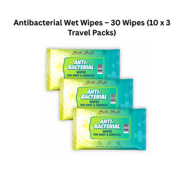 Silk Soft Antibacterial Wet Wipes – 30 Wipes (10 x 3 Travel Packs)