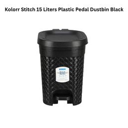 Kolorr Stitch 15 Liters Plastic Pedal Dustbin Black