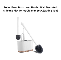 Toilet Bowl Brush and Holder Wall Mounted Silicone Flat Toilet Cleaner Set Cleaning Tool