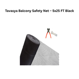 Tavasya Balcony Safety Net – 5x25 FT Black
