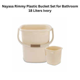 Nayasa Rimmy Plastic Bucket Set for Bathroom 18 Liters Ivory