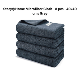 Story@Home Microfiber Cloth - 8 pcs - 40x40 cms Grey