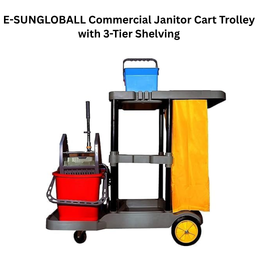 E-SUNGLOBALL Commercial Janitor Cart Trolley with 3-Tier Shelving