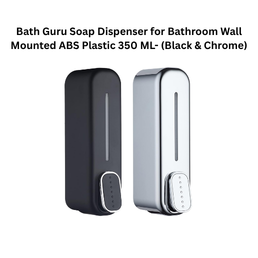 Bath Guru Soap Dispenser for Bathroom Wall Mounted ABS Plastic 350 ML- (Black & Chrome)