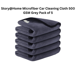 Story@Home Microfiber Car Cleaning Cloth 500 GSM Grey Pack of 5