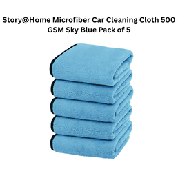 Story@Home Microfiber Car Cleaning Cloth 500 GSM Sky Blue Pack of 5