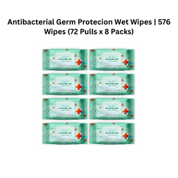 Antibacterial Germ Protecion Wet Wipes | 576 Wipes (72 Pulls x 8 Packs)