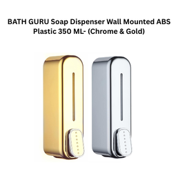 BATH GURU Soap Dispenser Wall Mounted ABS Plastic 350 ML- (Chrome & Gold)