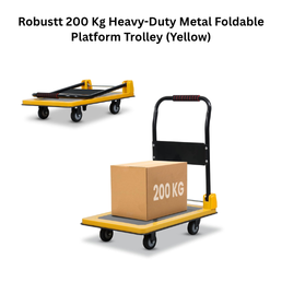 Robustt 200 Kg Heavy-Duty Metal Foldable Platform Trolley (Yellow)