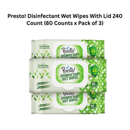 Presto! Disinfectant Wet Wipes With Lid 240 Count (80 Counts x Pack of 3)