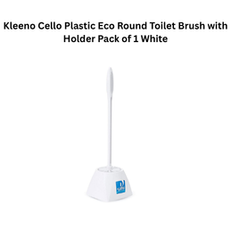 Kleeno Cello Plastic Eco Round Toilet Brush with Holder Pack of 1 White