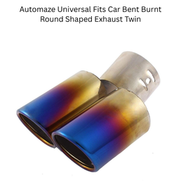 Automaze Universal Fits Car Bent Burnt Round Shaped Exhaust Twin Tail Muffler Tip Pipe 60mm (Model-B2007)