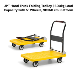JPT Hand Truck Folding Trolley | 600kg Load Capacity with 5" Wheels, 90x60 cm Platform