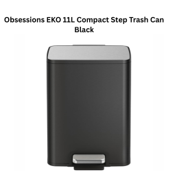 Obsessions EKO 11L Compact Step Trash Can Black Rectangular Pedal Bin with Lid
