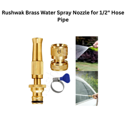 Rushwak Brass Water Spray Nozzle for 1/2" Hose Pipe