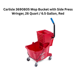 Carlisle 3690805 Mop Bucket with Side Press Wringer, 26 Quart / 6.5 Gallon, Red