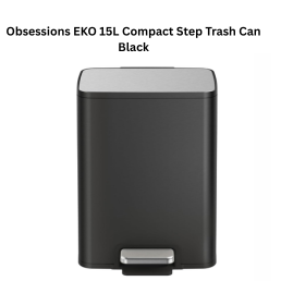 Obsessions EKO 15L Compact Step Trash Can Black Rectangular Pedal Bin with Lid