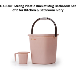 GALOOF Strong Plastic Bucket Mug Bathroom Set of 2 for Kitchen & Bathroom Ivory