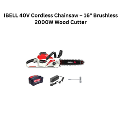 IBELL 40V Cordless Chainsaw – 16" Brushless 2000W Wood Cutter