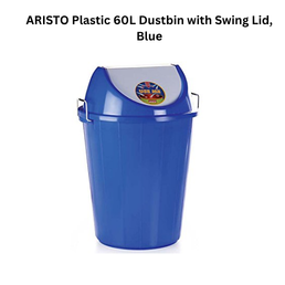 Aristo Plastic 60L Dustbin with Swing Lid, Blue