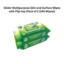 Glider Multipurpose Skin and Surface Wipes with Flip-top (Pack of 2 (144 Wipes))